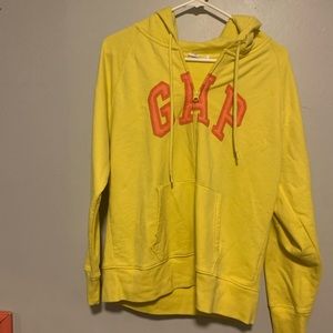 Yellow and pink gap zip up hoodie.